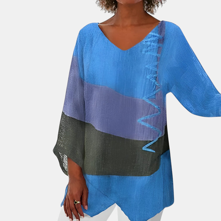 Wanda | Color-Block Tunic Top with Asymmetric Hem