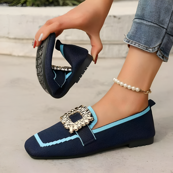 Agnes | Square Toe Slip-On Loafer with Buckle Detail