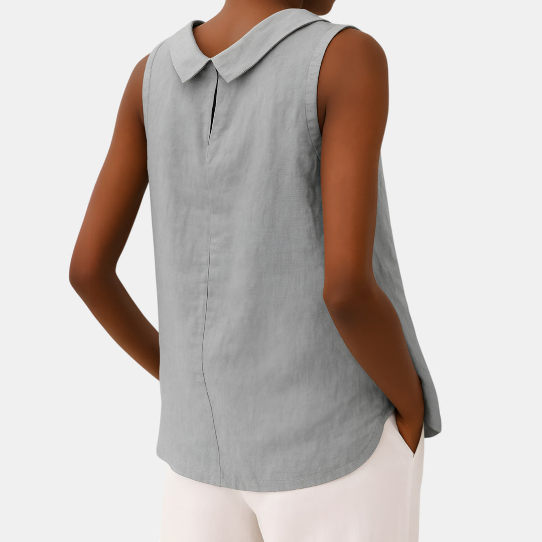 Trudy | Folded Collar Sleeveless Top