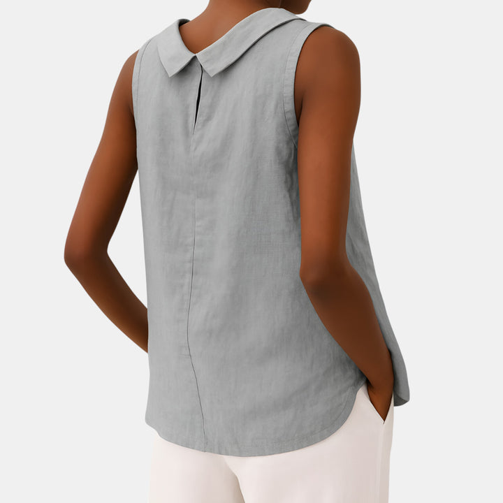 Trudy | Folded Collar Sleeveless Top
