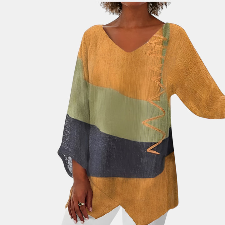 Wanda | Color-Block Tunic Top with Asymmetric Hem