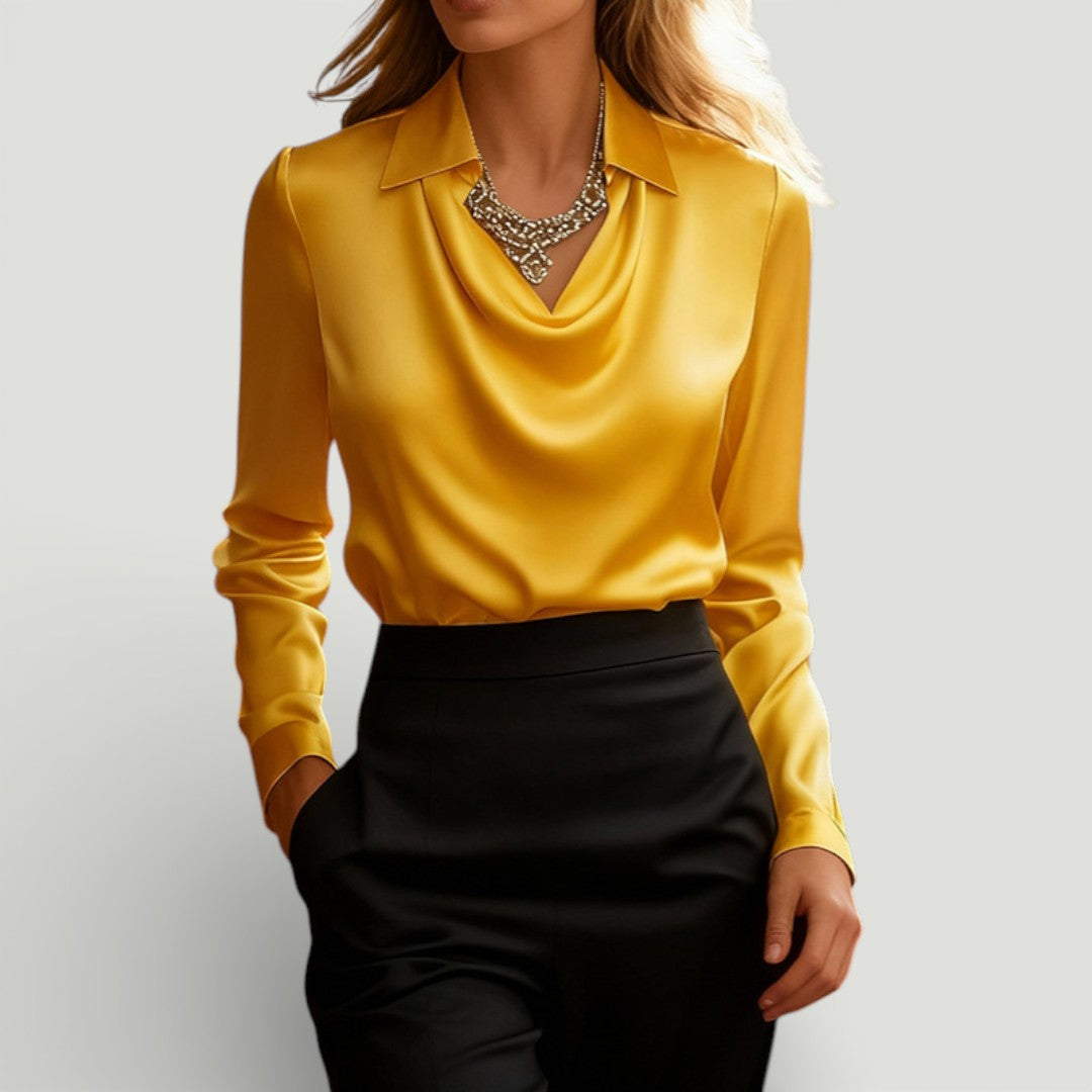 Margaret | Draped Collar Long Sleeve Blouse