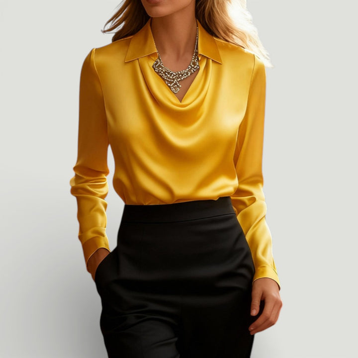 Margaret | Draped Collar Long Sleeve Blouse