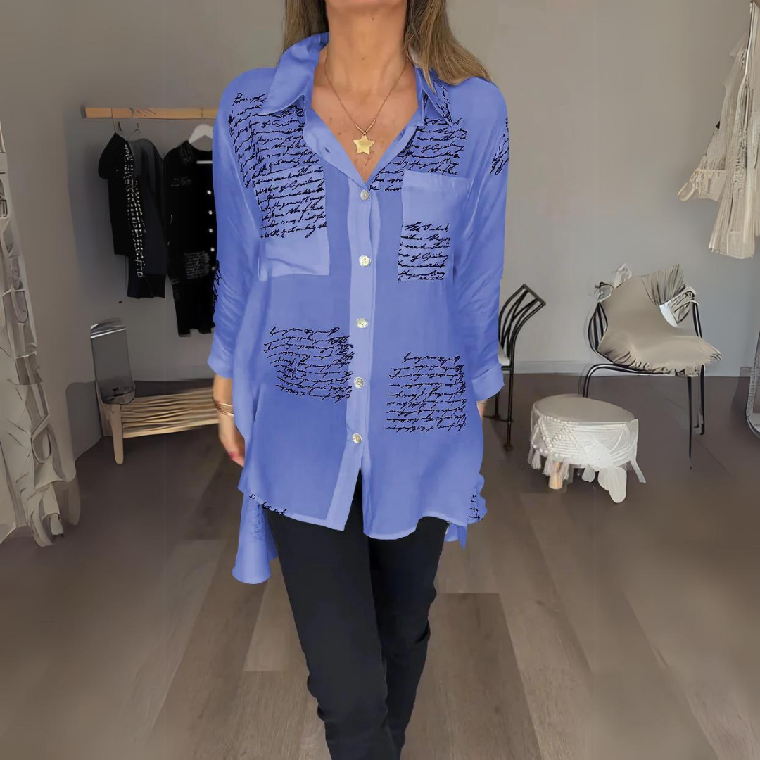 Margaret | Printed Long Sleeve Button-Down Shirt