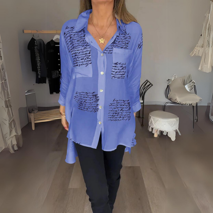 Margaret | Printed Long Sleeve Button-Down Shirt