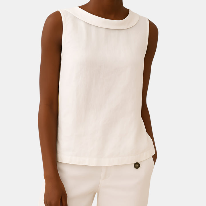 Trudy | Folded Collar Sleeveless Top