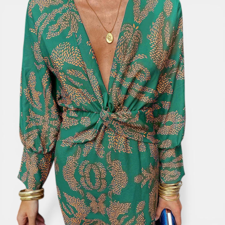 Laura | Twist-Front Long Sleeve Maxi Dress
