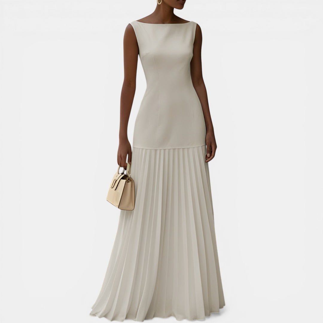 Barbara | Sleeveless Pleated Maxi Evening Dress