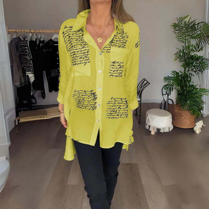 Margaret | Printed Long Sleeve Button-Down Shirt
