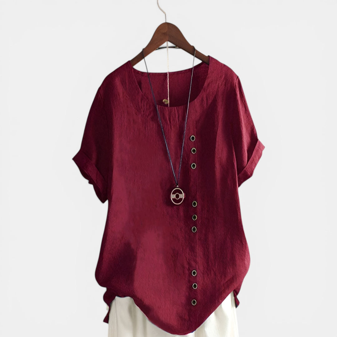 Kelly | Short Sleeve Button Detail Blouse