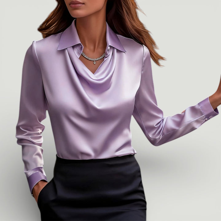 Margaret | Draped Collar Long Sleeve Blouse