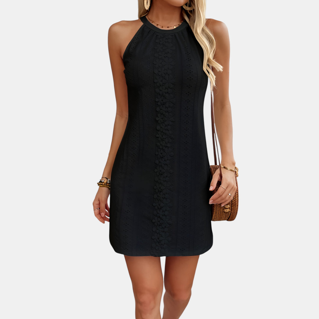 Isabelle | Halter Neck Jacquard Mini Dress