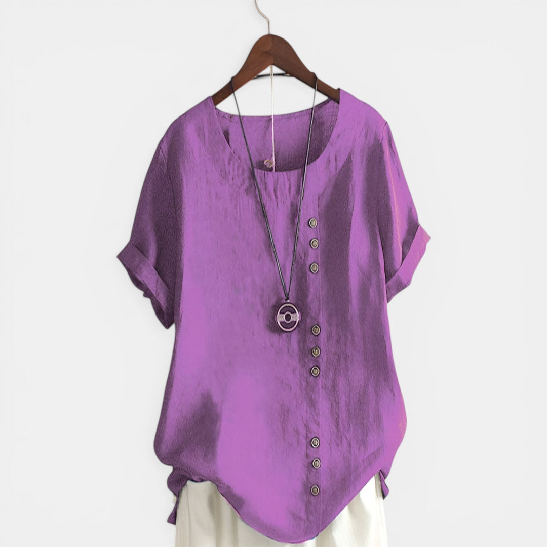 Kelly | Short Sleeve Button Detail Blouse