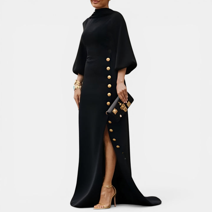 Carol | Puff Sleeve Mock Neck Maxi Dress