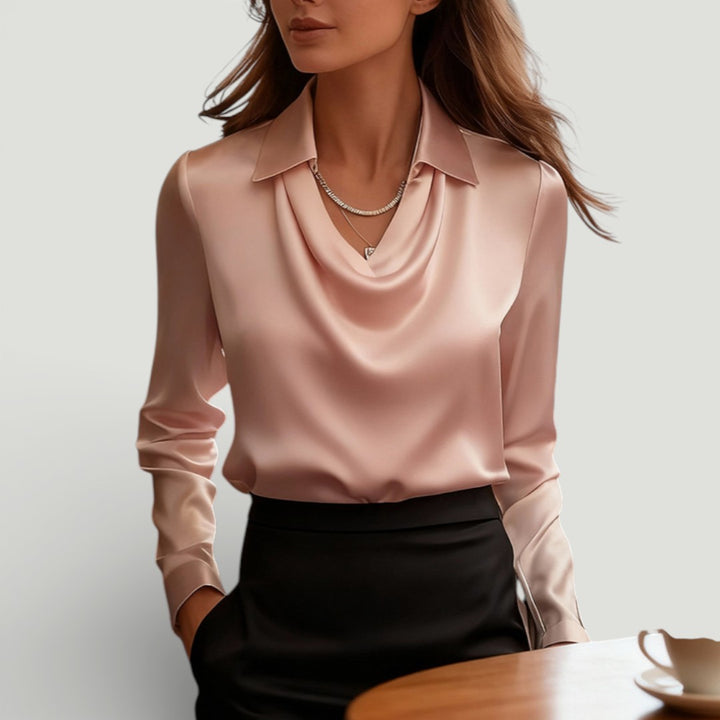 Margaret | Draped Collar Long Sleeve Blouse