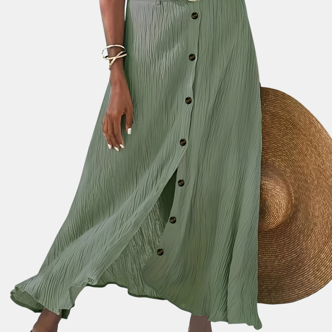 Colette | Button-Front A-Line Maxi Skirt
