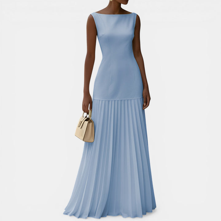 Barbara | Sleeveless Pleated Maxi Evening Dress
