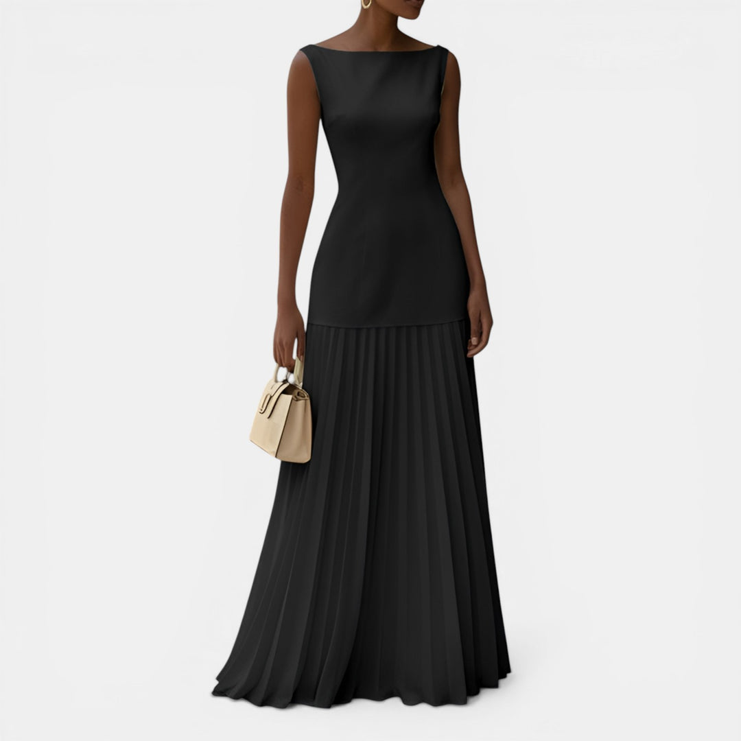 Barbara | Sleeveless Pleated Maxi Evening Dress