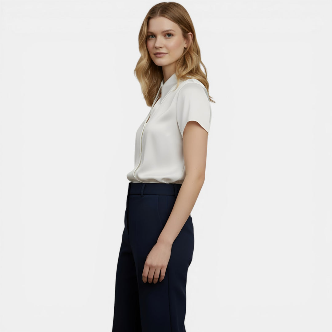 Cordelia | Short Sleeve Button-Front Blouse