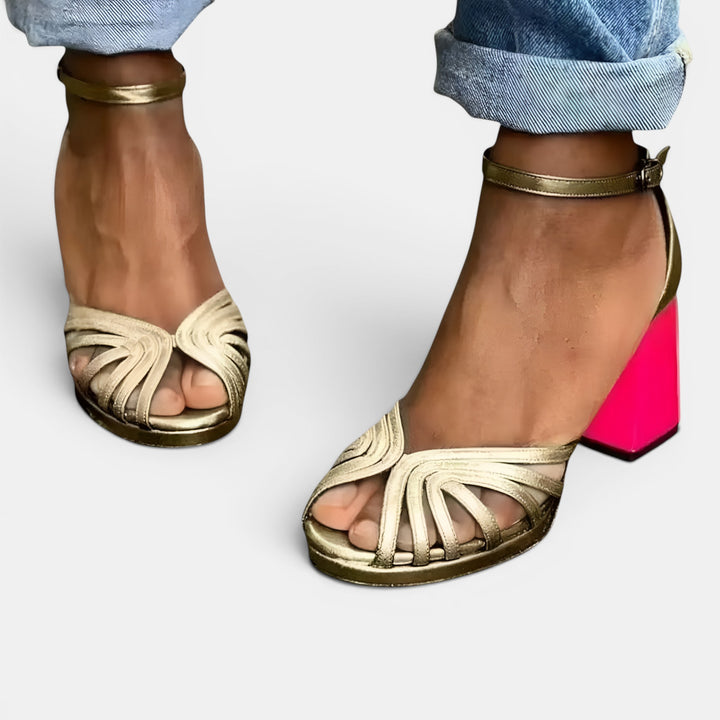 Harriet | Open Toe Block Heel Sandal with Ankle Strap
