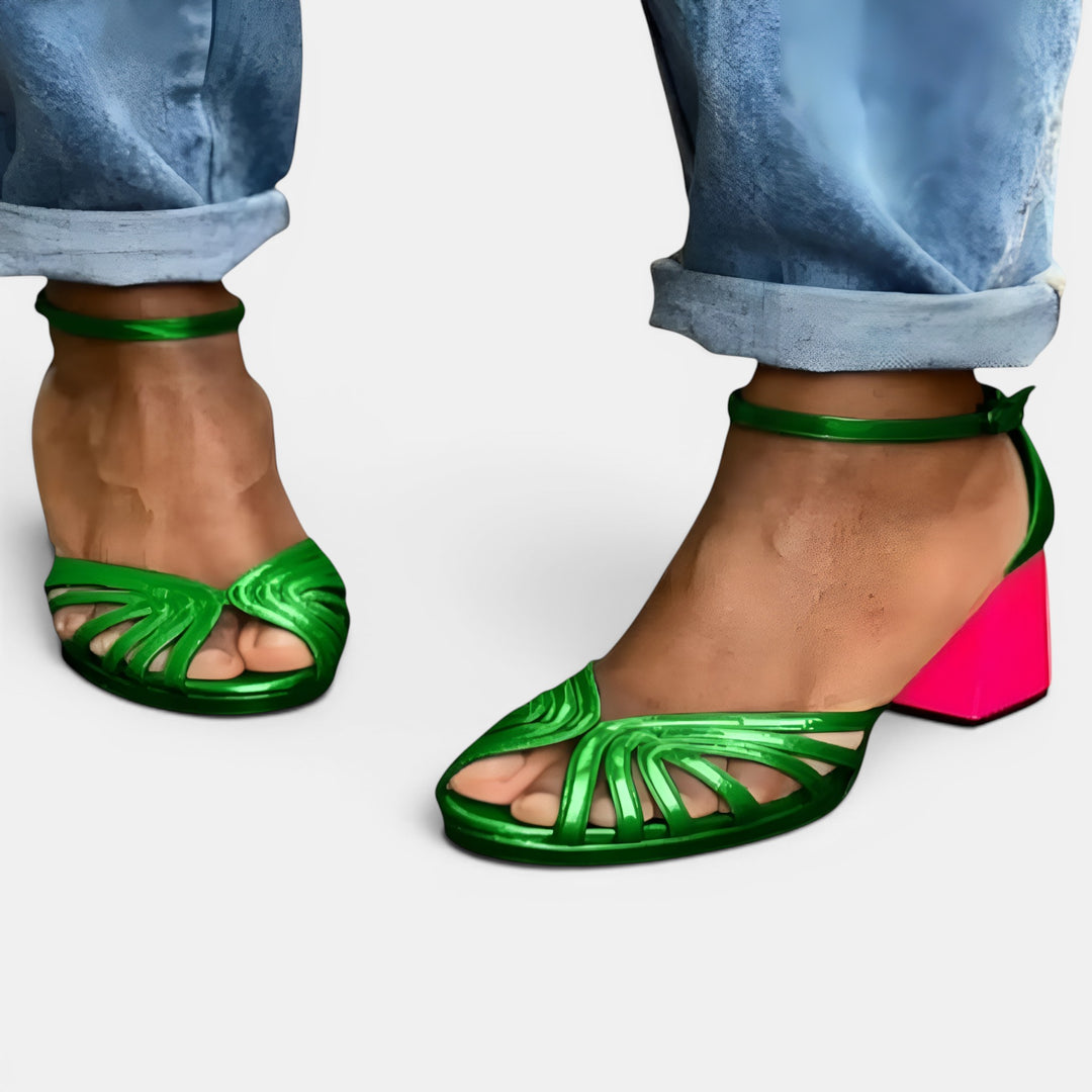 Harriet | Open Toe Block Heel Sandal with Ankle Strap