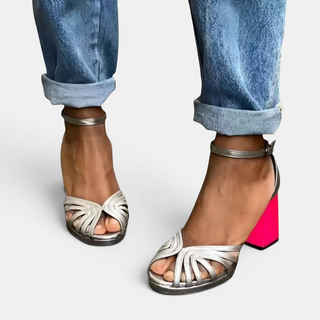 Harriet | Open Toe Block Heel Sandal with Ankle Strap