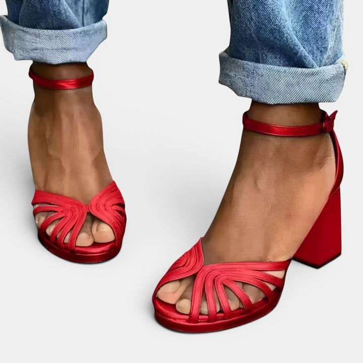 Harriet | Open Toe Block Heel Sandal with Ankle Strap