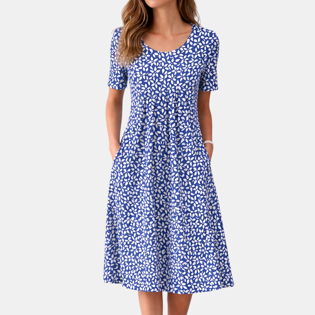 Rose | Floral Print Short Sleeve Midi Dress