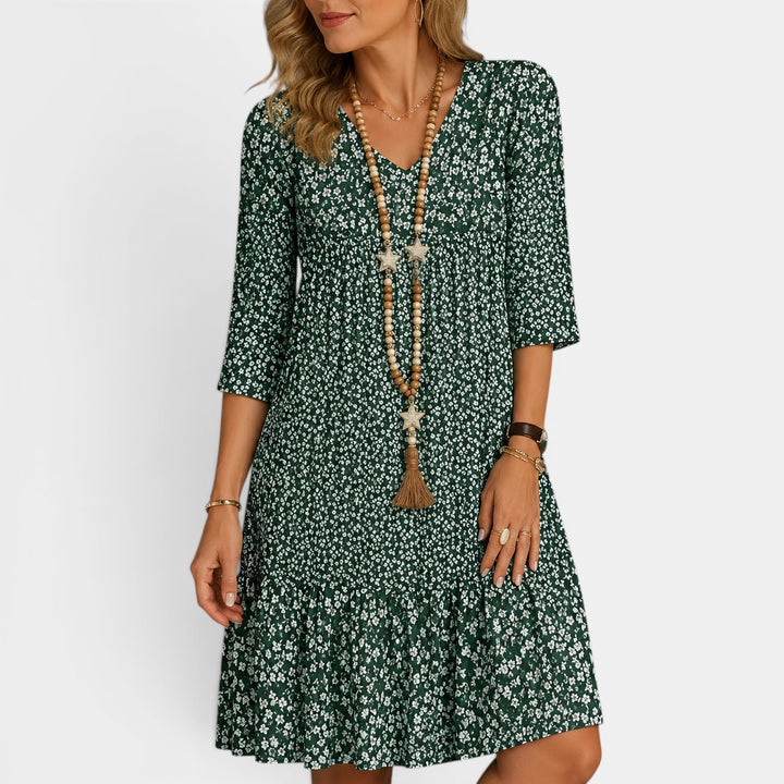 Solara | Floral V-Neck Swing Dress