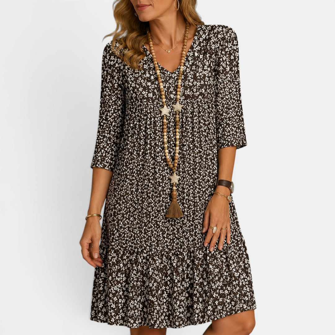 Solara | Floral V-Neck Swing Dress