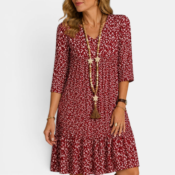 Solara | Floral V-Neck Swing Dress