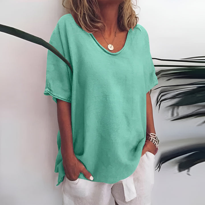 Susan | Short Sleeve V-Neck Tunic Top