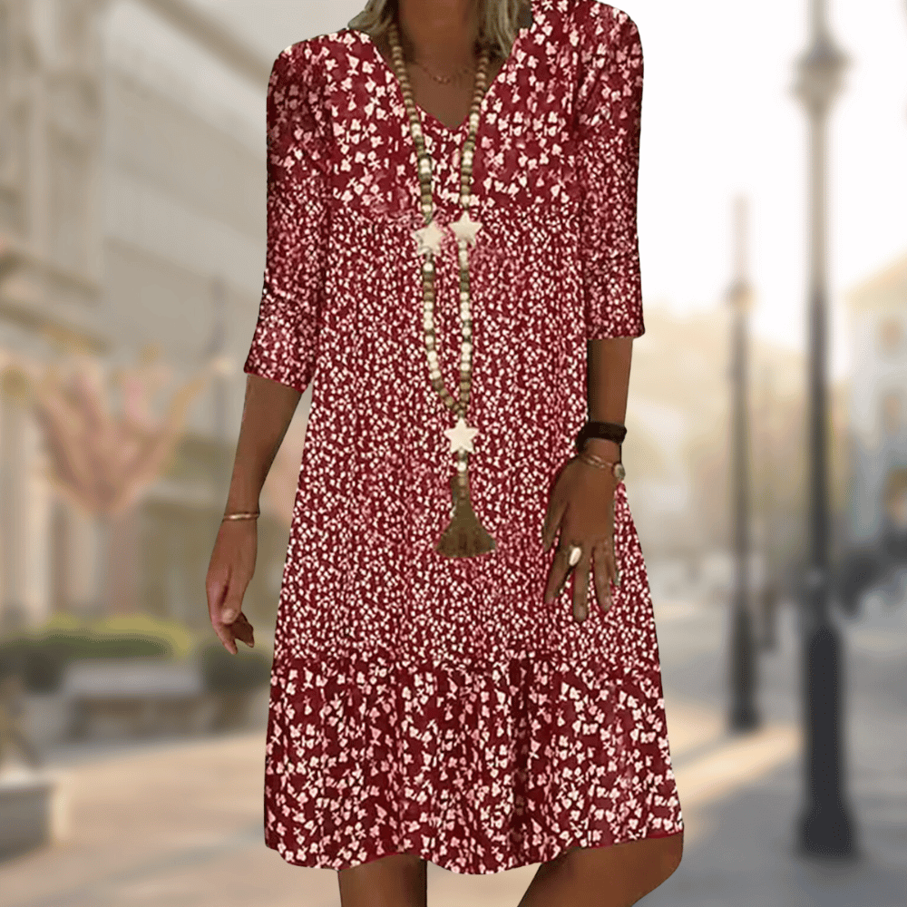Solara | Floral V-Neck Swing Dress