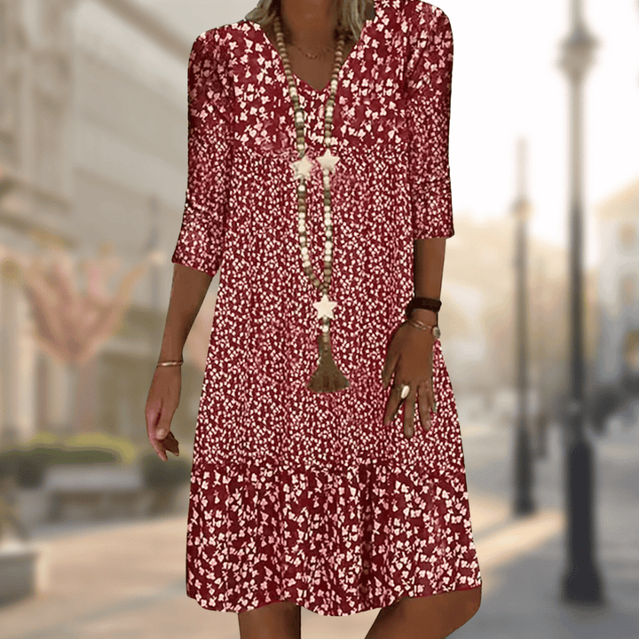 Solara | Floral V-Neck Swing Dress