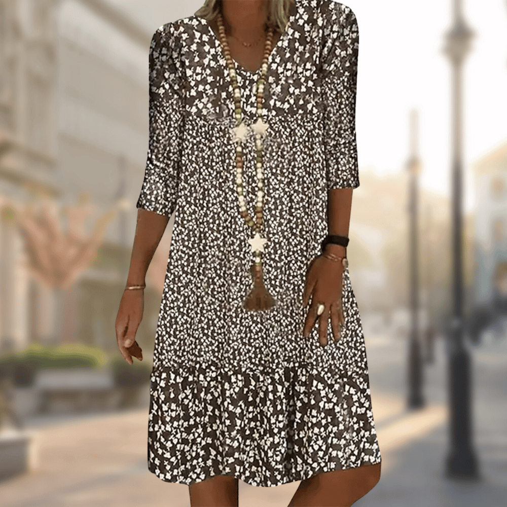 Solara | Floral V-Neck Swing Dress