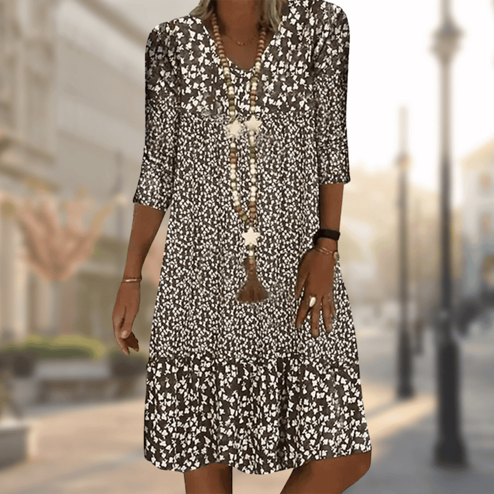 Solara | Floral V-Neck Swing Dress