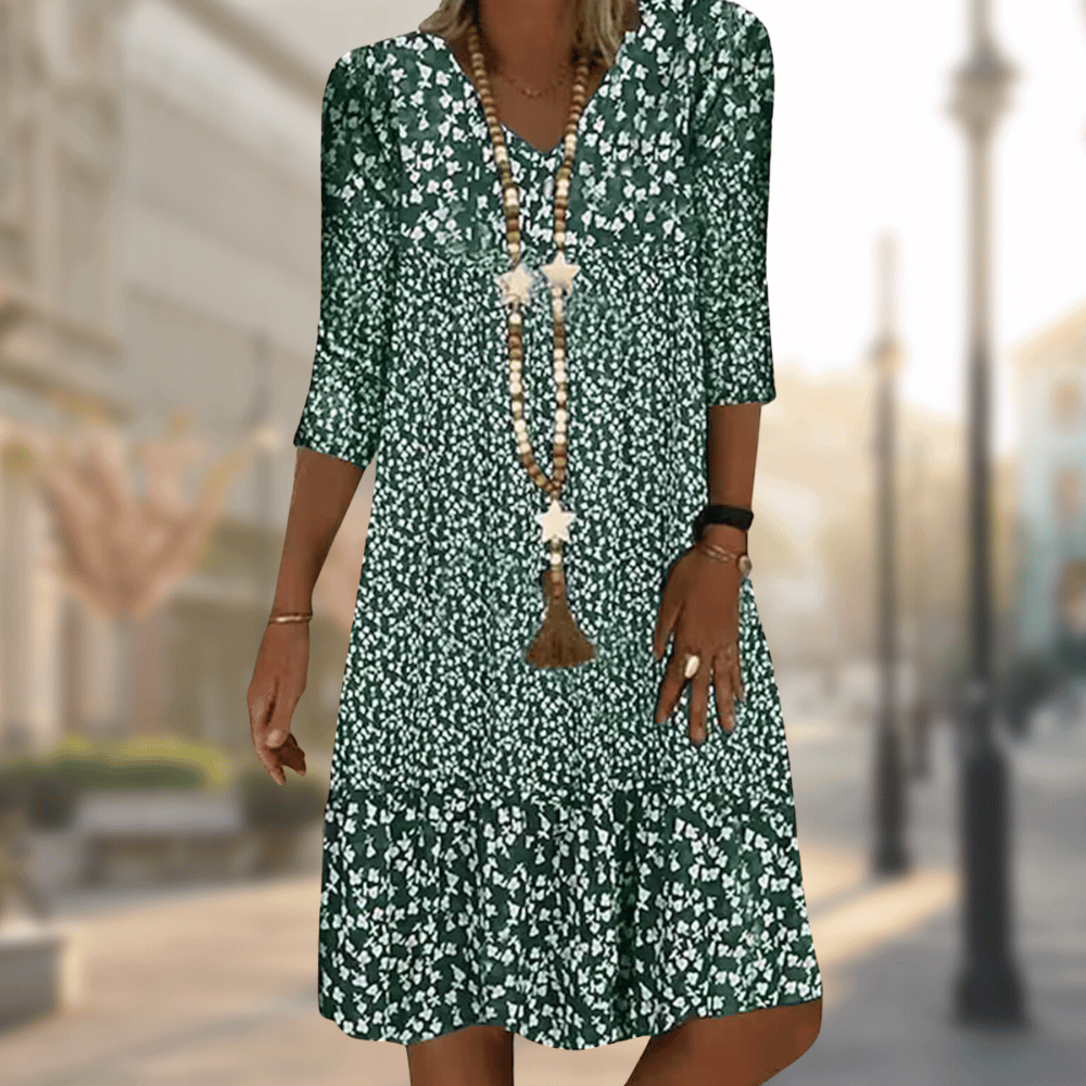 Solara | Floral V-Neck Swing Dress