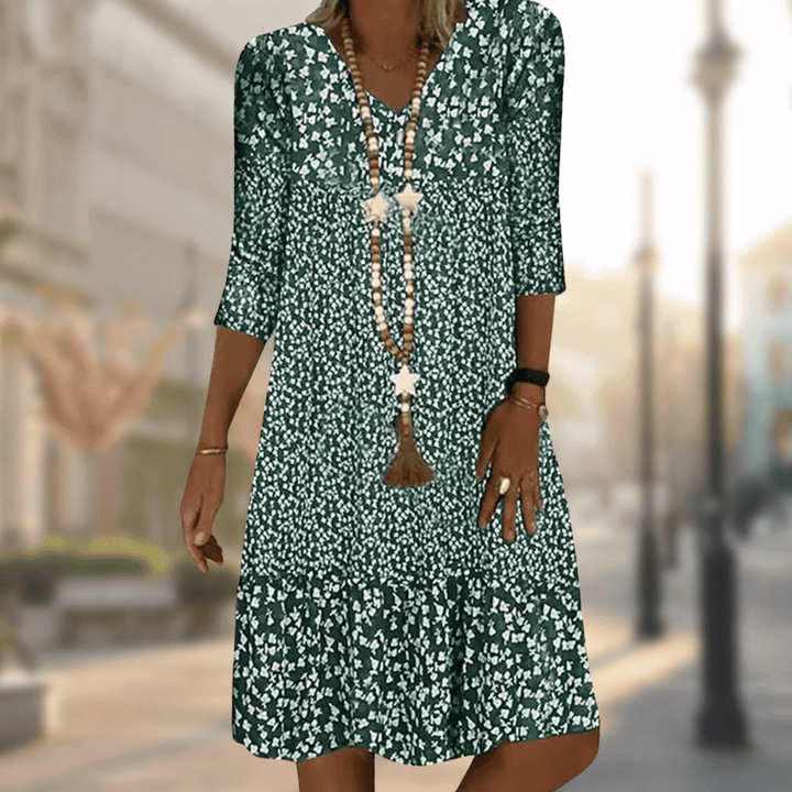 Solara | Floral V-Neck Swing Dress