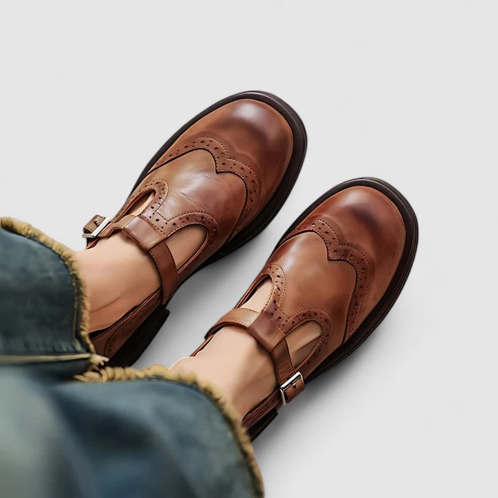 Miriam | Brogue Mary Jane Block Heel Shoe
