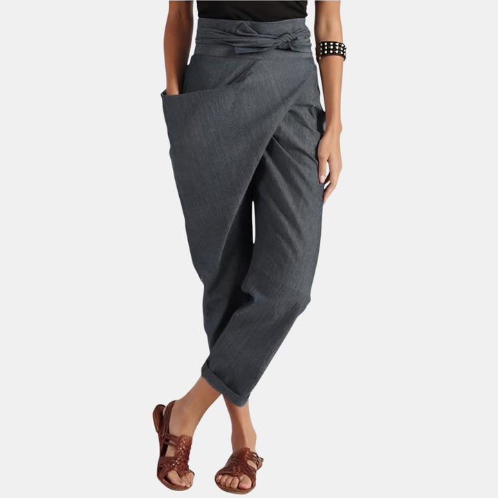 Alexandrine | Asymmetric Wrap Front Harem Pants