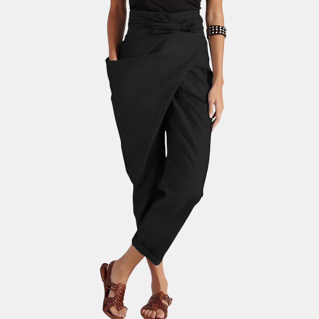 Alexandrine | Asymmetric Wrap Front Harem Pants