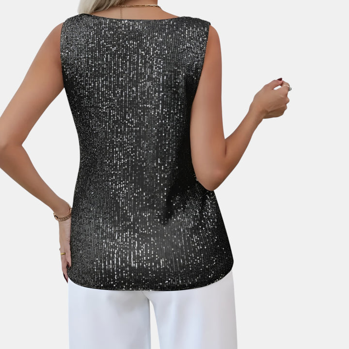 Irene | Sequin Sleeveless V-Neck Top