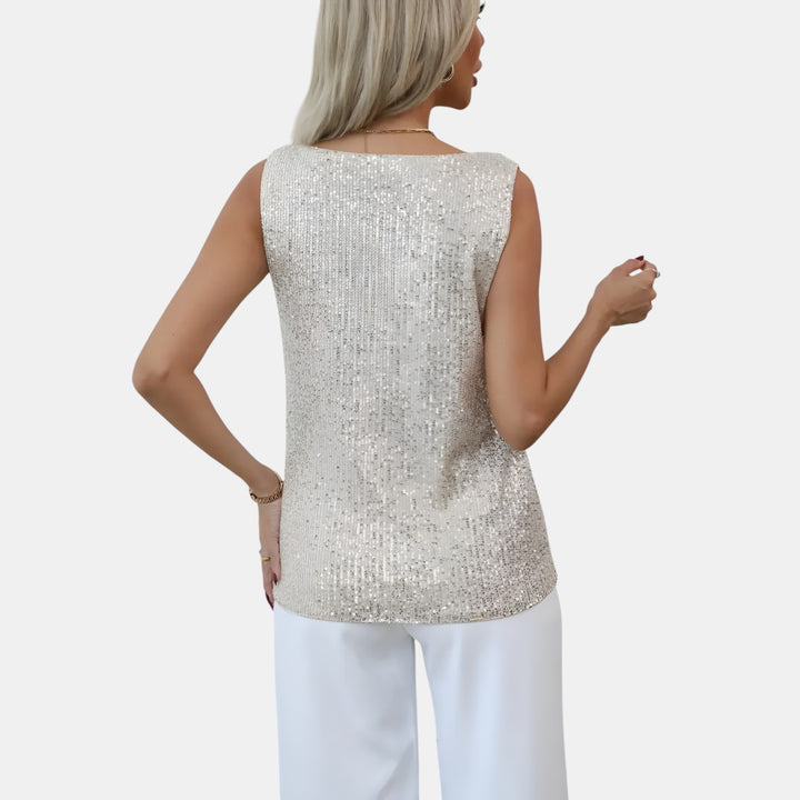 Irene | Sequin Sleeveless V-Neck Top