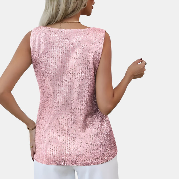 Irene | Sequin Sleeveless V-Neck Top