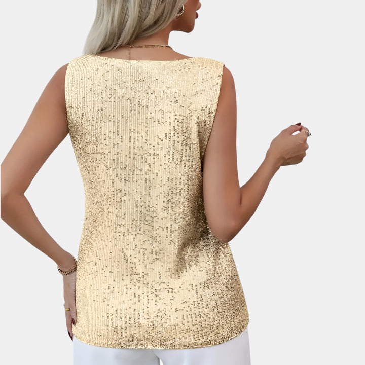 Irene | Sequin Sleeveless V-Neck Top