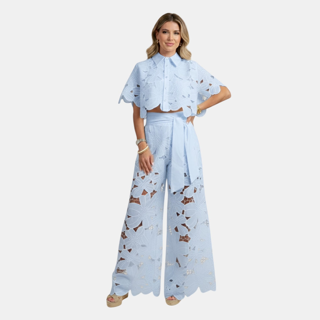 Lorraine | Floral Cutwork Two-Piece Set