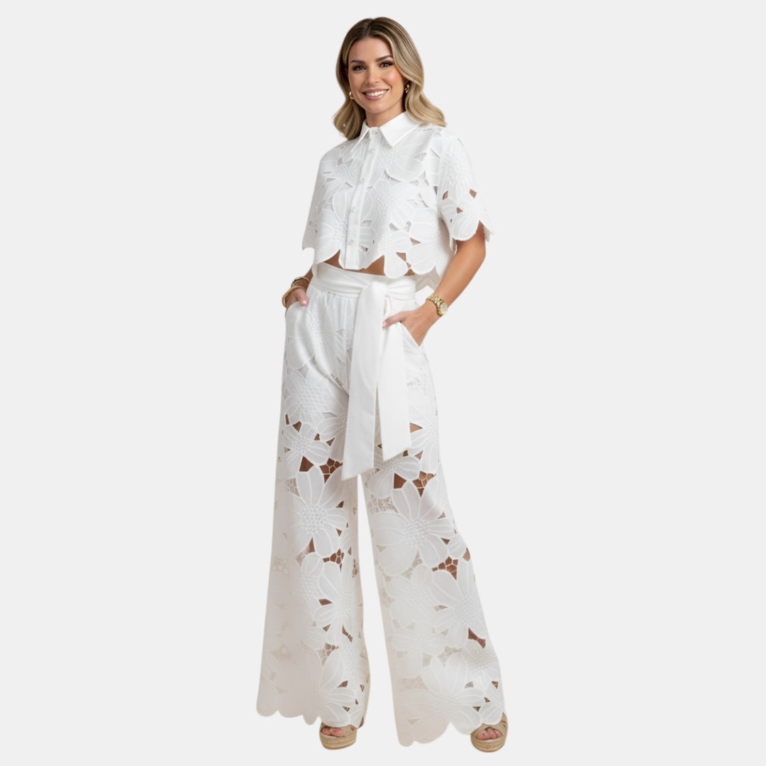 Lorraine | Floral Cutwork Two-Piece Set