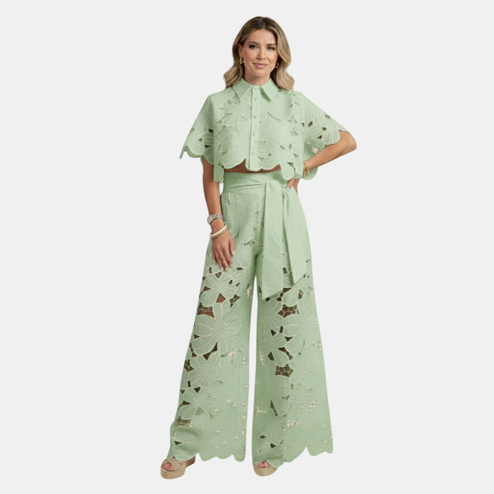 Lorraine | Floral Cutwork Two-Piece Set