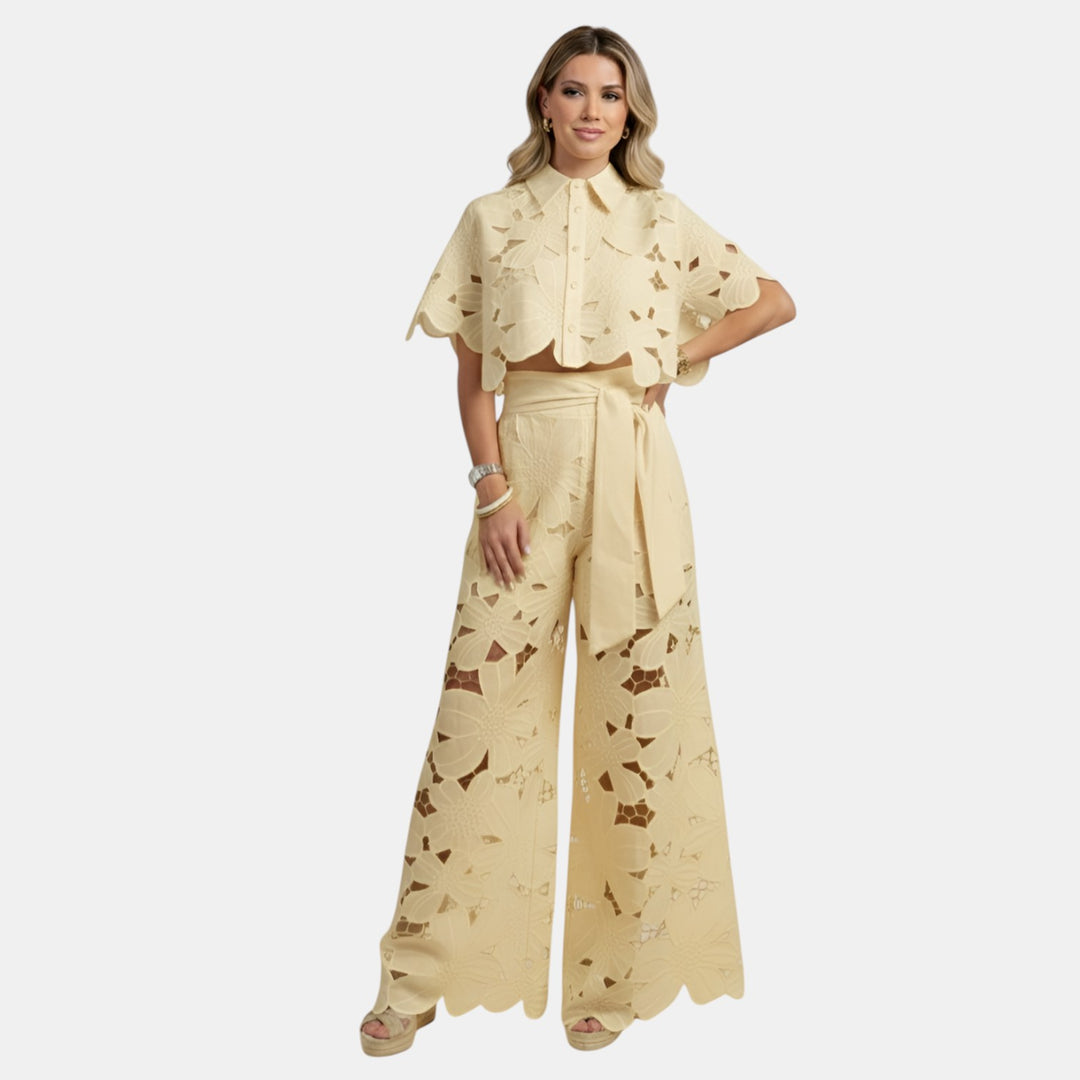 Lorraine | Floral Cutwork Two-Piece Set