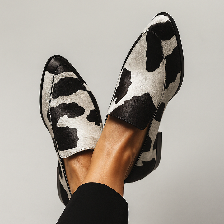 Margot | Cow Print Slip-On Loafer